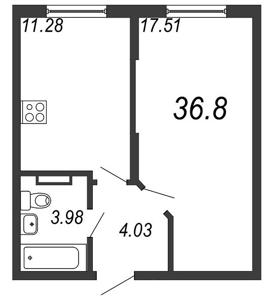 Новое Сертолово, IV кв. 2021, 1 комната, 36.80 м2