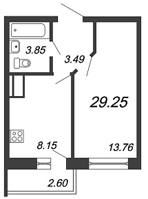 Приневский, IV кв. 2021, 1 комната, 29.25 м2