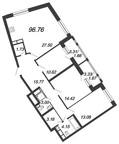 Ariosto, IV кв. 2020, 3 комнаты, 96.76 м2