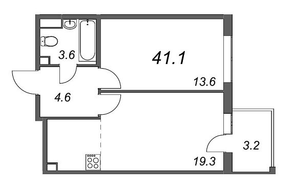 Inkeri, III кв. 2022, 1 комната, 41.10 м2