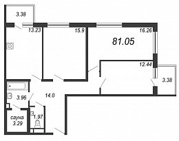 Inkeri, III кв. 2021, 3 комнаты, 81.05 м2