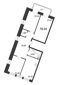 Ariosto, III кв. 2021, 3 комнаты, 79.04 м2