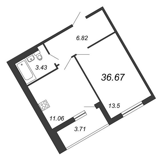 All Inclusive, II кв. 2021, 1 комната, 36.67 м2