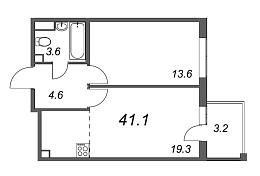 Inkeri, III кв. 2022, 1 комната, 41.10 м2