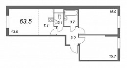 Цивилизация на Неве, IV кв. 2023, 3 комнаты, 63.50 м2