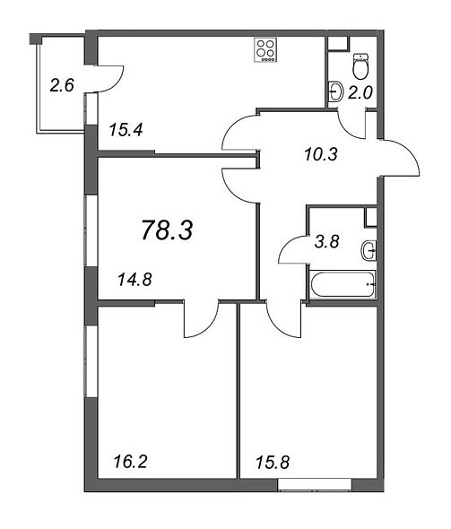 Inkeri, III кв. 2022, 3 комнаты, 78.30 м2