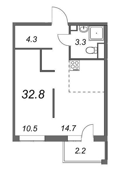 Inkeri, III кв. 2022, 1 комната, 32.80 м2