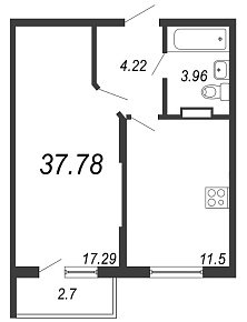 Новое Сертолово, IV кв. 2021, 1 комната, 37.78 м2