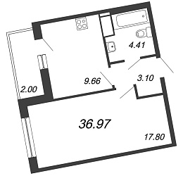 ID Murino, IV кв. 2021, 1 комната, 36.97 м2