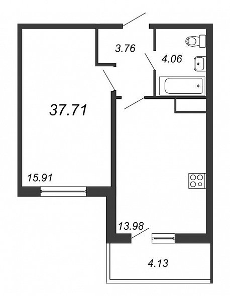 Полис на Комендантском, IV кв. 2021, 1 комната, 37.71 м2