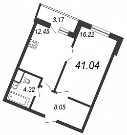 Приморский квартал, III кв. 2022, 1 комната, 41.04 м2
