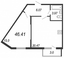 Новое Сертолово, IV кв. 2021, 1 комната, 46.41 м2