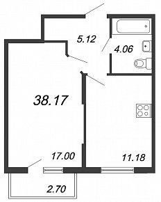Новое Сертолово, IV кв. 2021, 1 комната, 38.17 м2