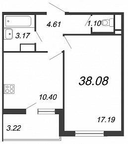 Новый Лесснер, IV кв. 2021, 1 комната, 38.08 м2