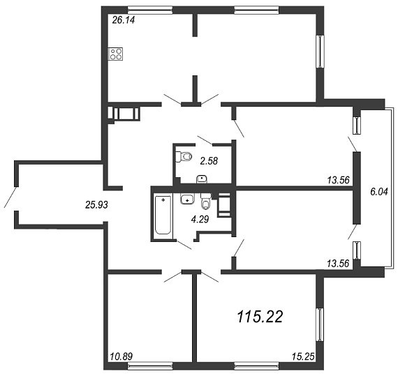Шуваловский, IV кв. 2020, 4 комнаты, 115.90 м2