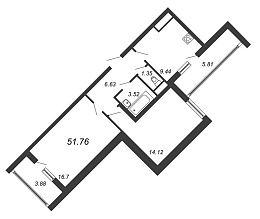 Полис на Комендантском, IV кв. 2021, 2 комнаты, 51.76 м2