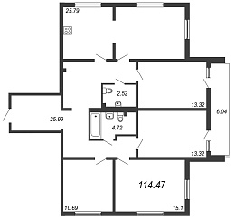 Шуваловский, IV кв. 2020, 4 комнаты, 115.10 м2