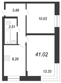 Чистый ручей, IV кв. 2021, 2 комнаты, 41.02 м2