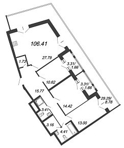 Ariosto, IV кв. 2020, 3 комнаты, 106.41 м2