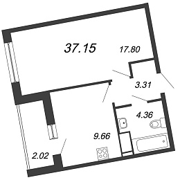 ID Murino, IV кв. 2021, 1 комната, 37.15 м2