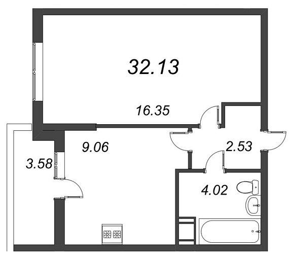 Полис на Комендантском, IV кв. 2021, 1 комната, 32.13 м2