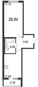 Новое Сертолово, IV кв. 2021, 1 комната, 39.84 м2