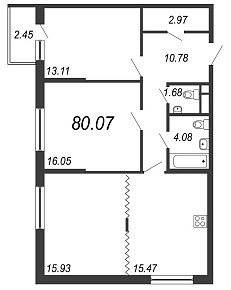 Inkeri, III кв. 2021, 3 комнаты, 80.07 м2