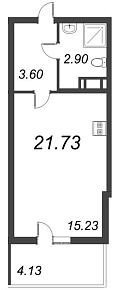 Полис на Комендантском, IV кв. 2021, Студия, 21.73 м2
