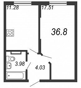 Новое Сертолово, IV кв. 2021, 1 комната, 36.80 м2
