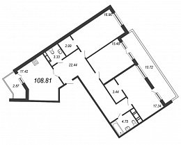 Ariosto, III кв. 2021, 3 комнаты, 108.81 м2