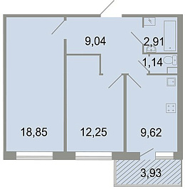 Клёны, Сдан, 2 комнаты, 55.70 м2